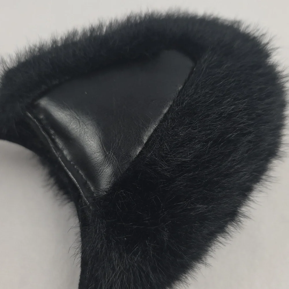 NWOT Black Fur And Leather‎ Cat Ear Headband Cosplay